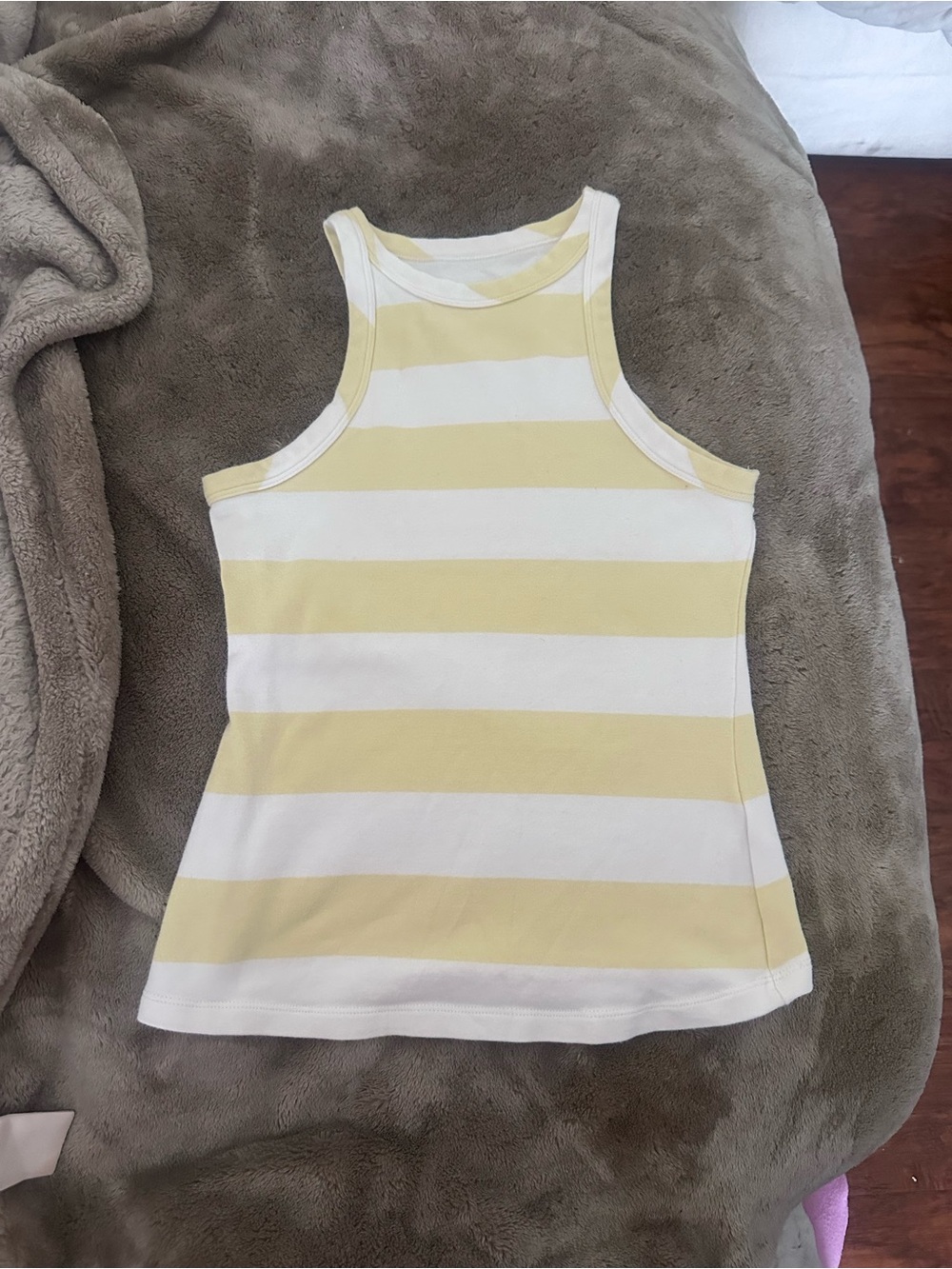 Maeve white and yellow horizontal striped tank top